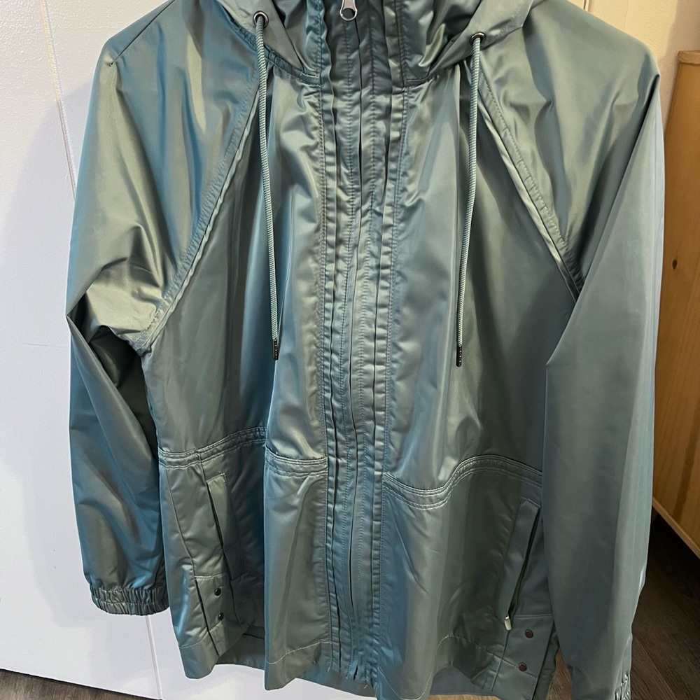 Green Hooded Rain Jacket